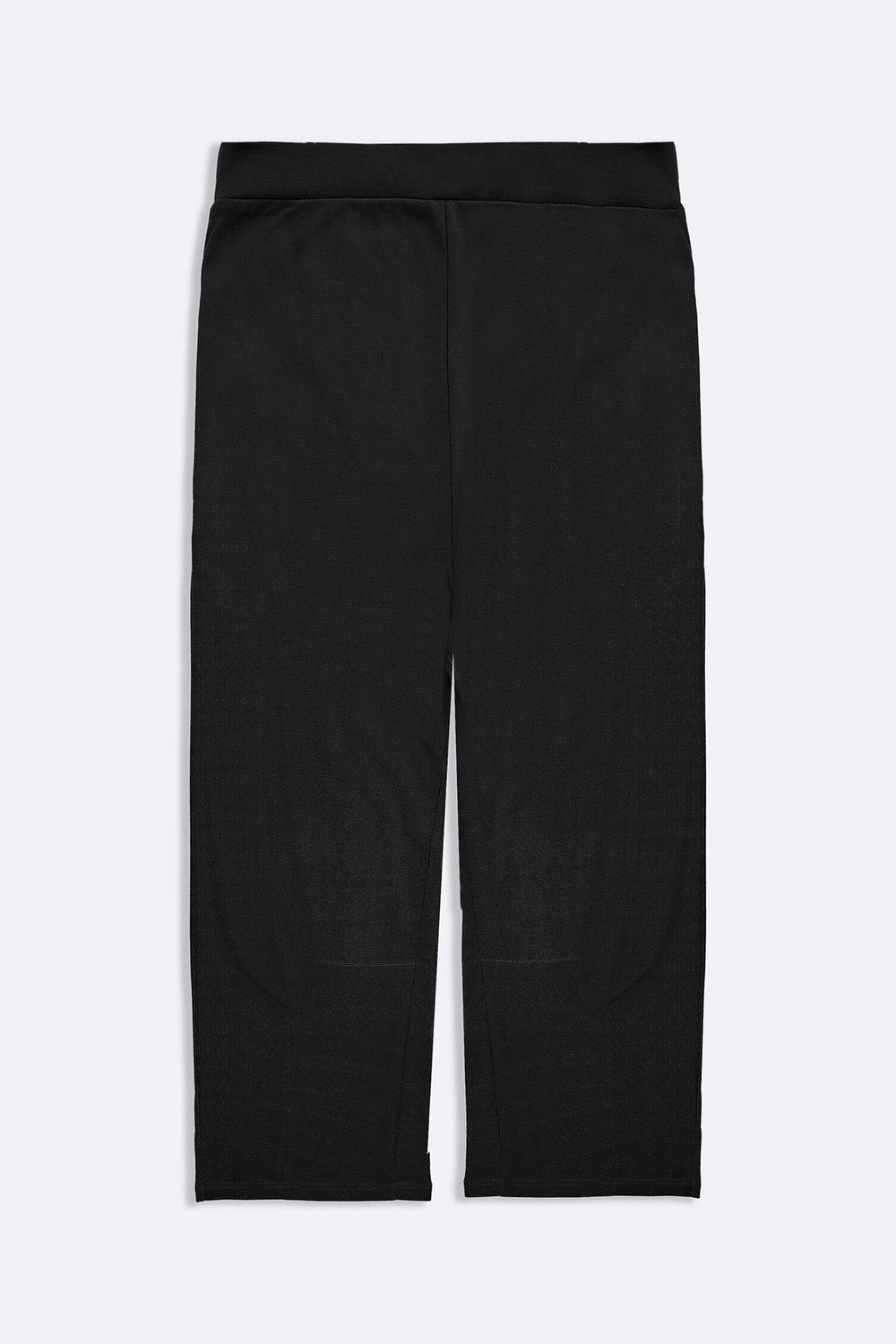 BLACK KNITTED BARREL PANTS