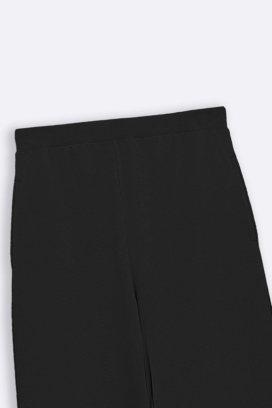 BLACK COTTON TERRY PANTS