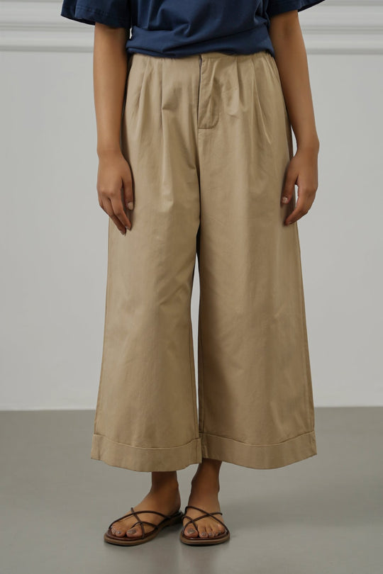 POPLIN TURN UP PANTS