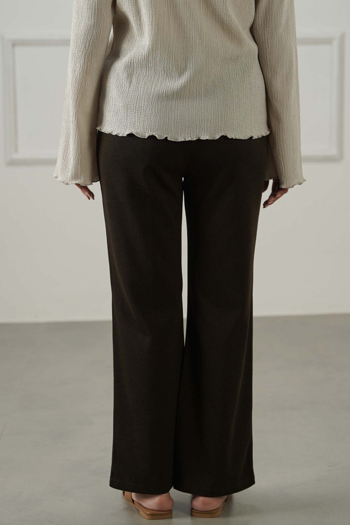 BROWN TAPERED SLIT PANTS