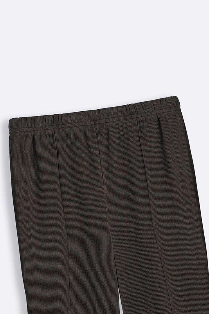 BROWN TAPERED SLIT PANTS