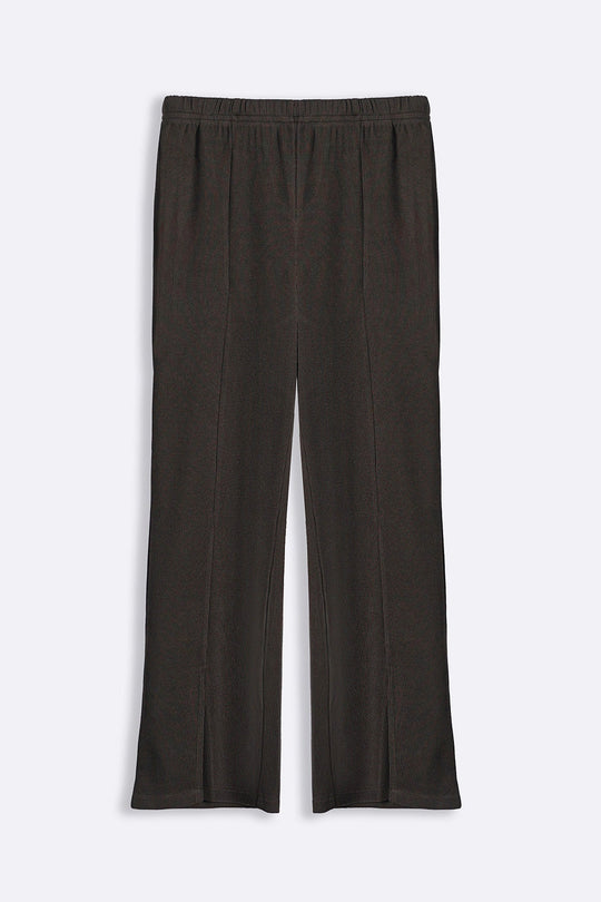 BROWN TAPERED SLIT PANTS