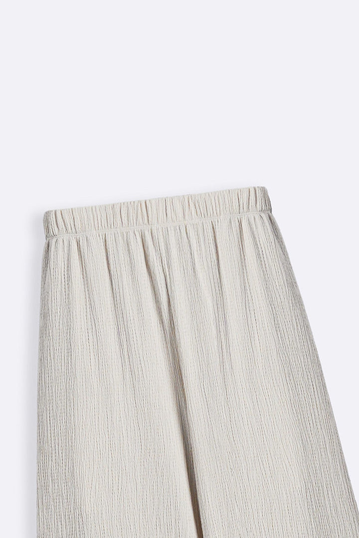 IVORY CRINKLE KNIT PANTS