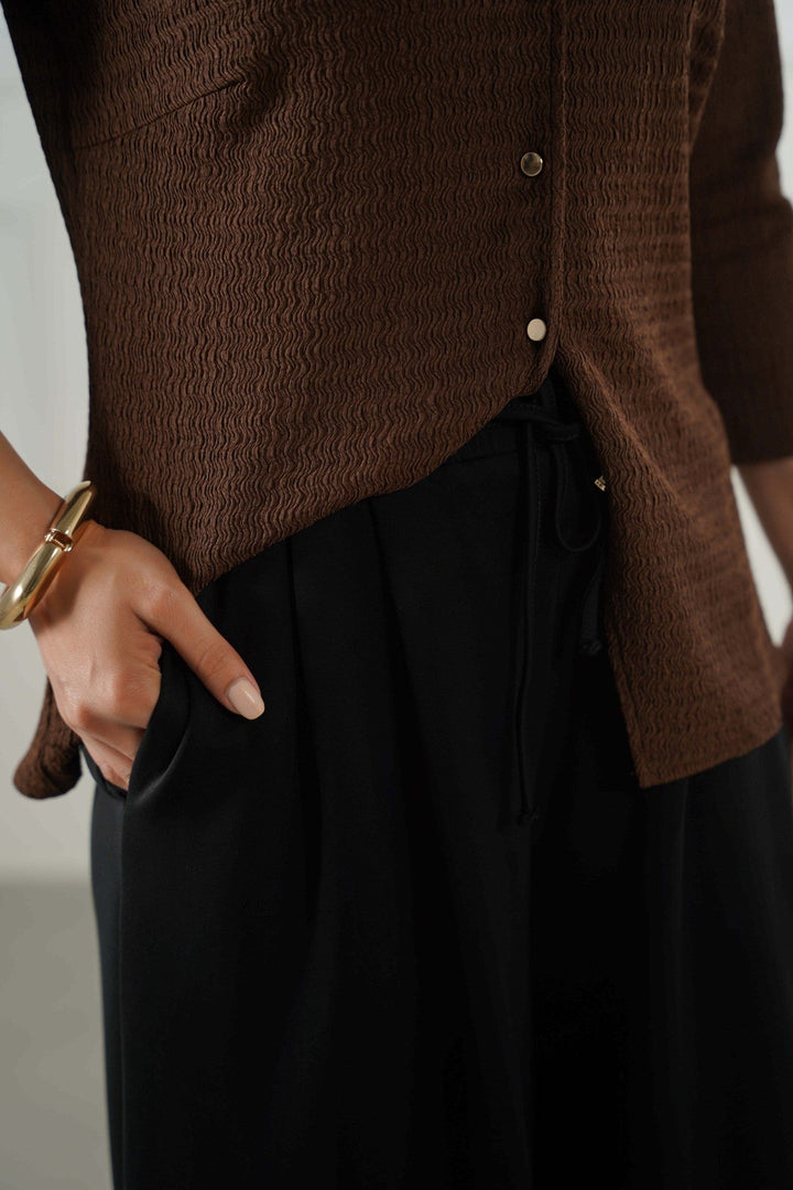 BLACK FLOWY WIDE PANTS