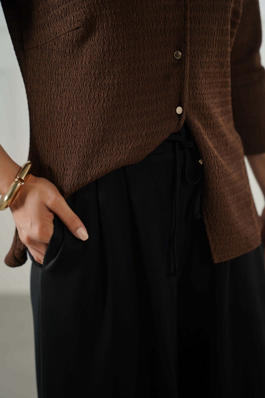 BLACK FLOWY WIDE PANTS