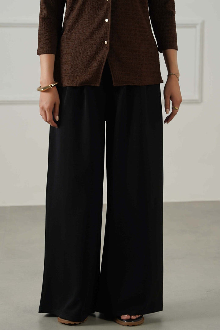 BLACK FLOWY WIDE PANTS