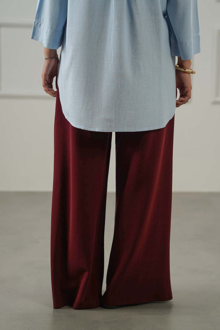 WINE FLOWY WIDE PANTS