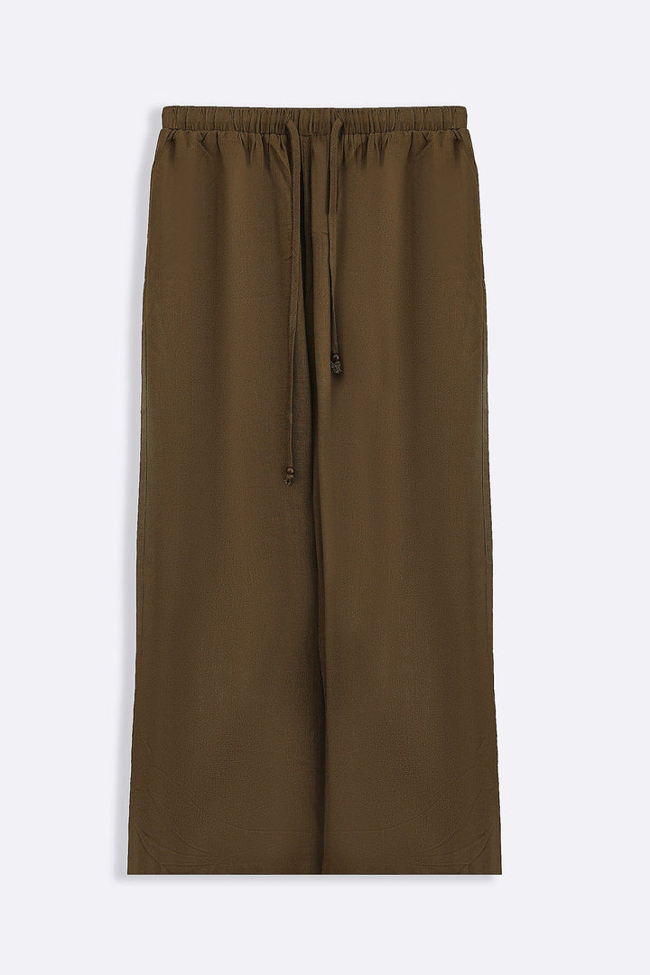 BROWN LINEN BLEND EASE CULOTTES