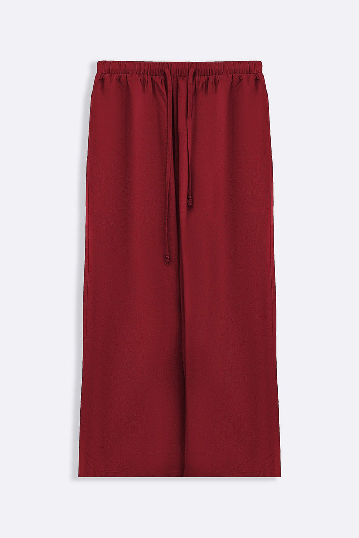 RED LINEN BLEND EASE CULOTTES
