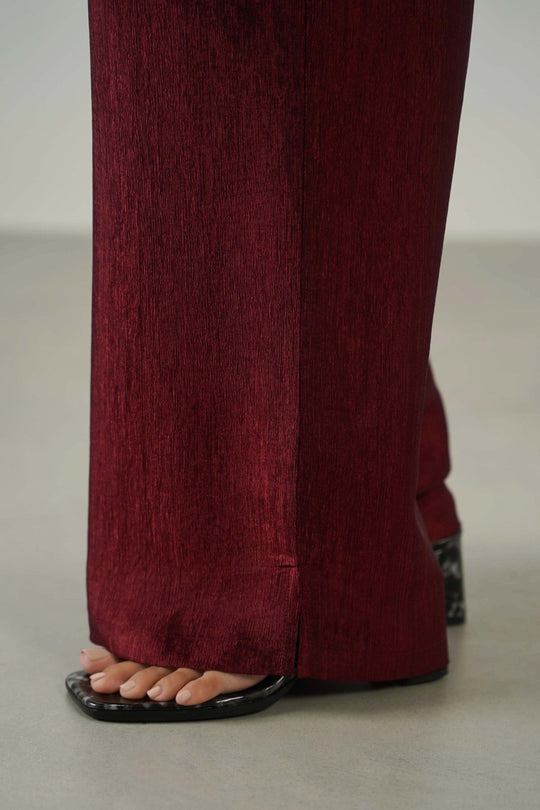 RUST TEXTURED FLOWY PANTS