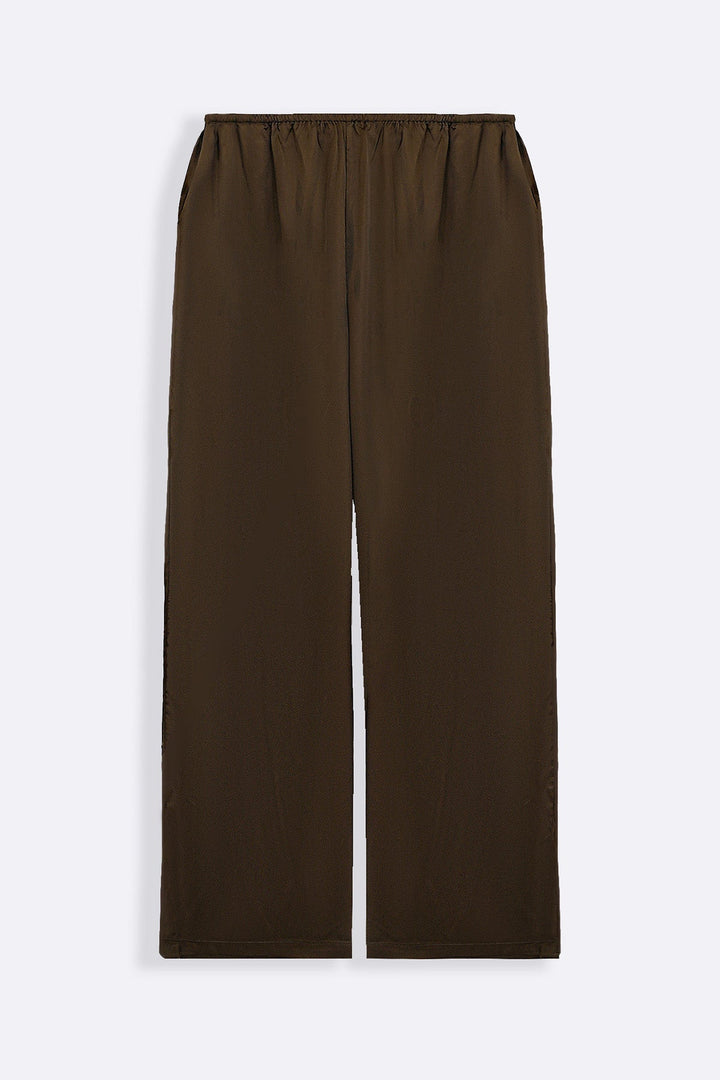 OLIVE SATIN WIDE PANTS