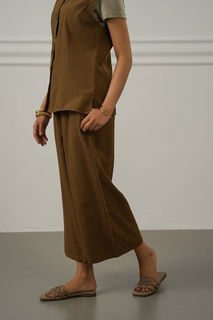 TAUPE TENCEL-LINEN EASE PANTS