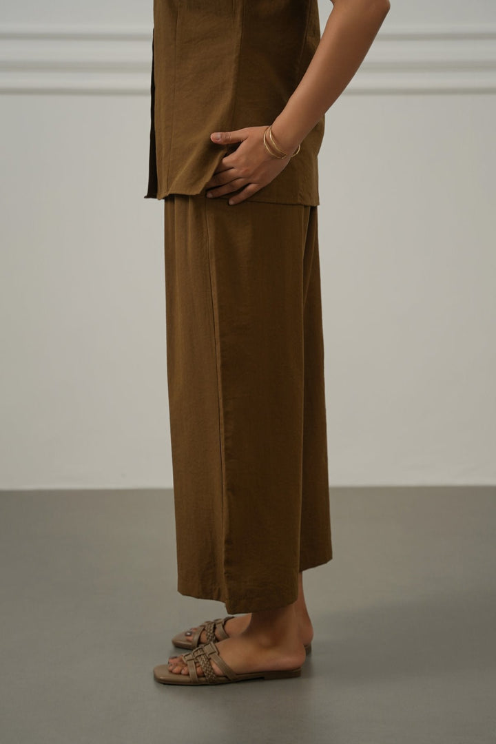 TAUPE TENCEL-LINEN EASE PANTS