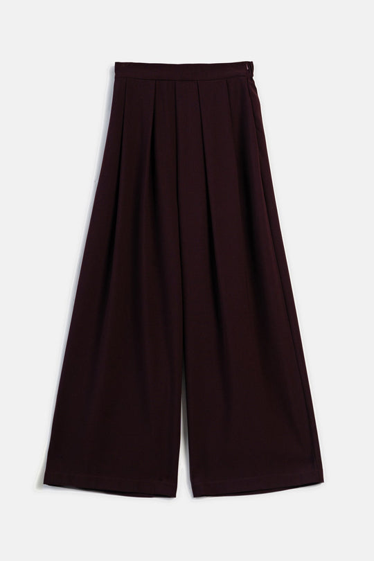 WINE FLOW PLEATED PANTS