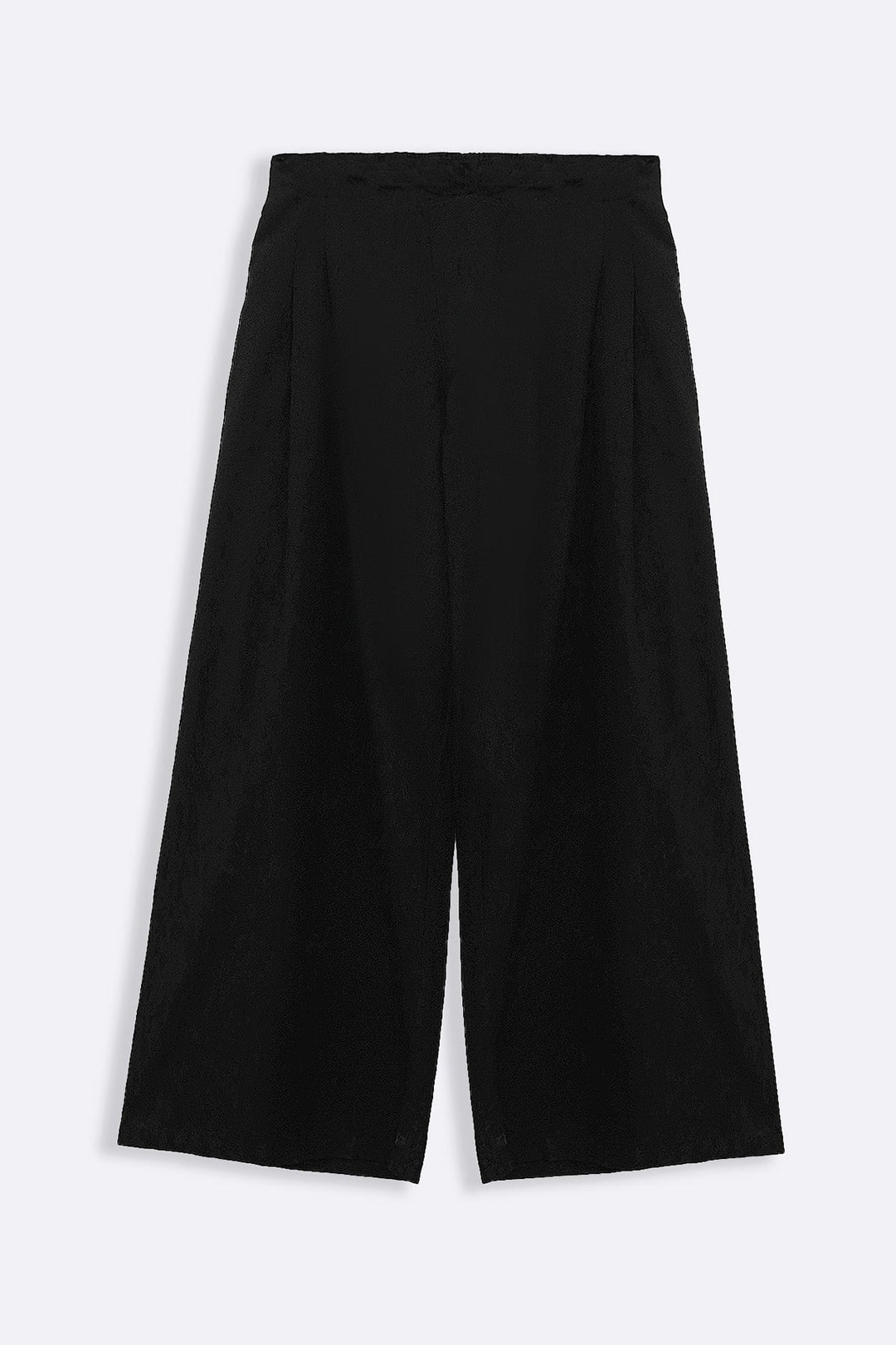 BLACK COTTON LINEN PLEAT PANTS