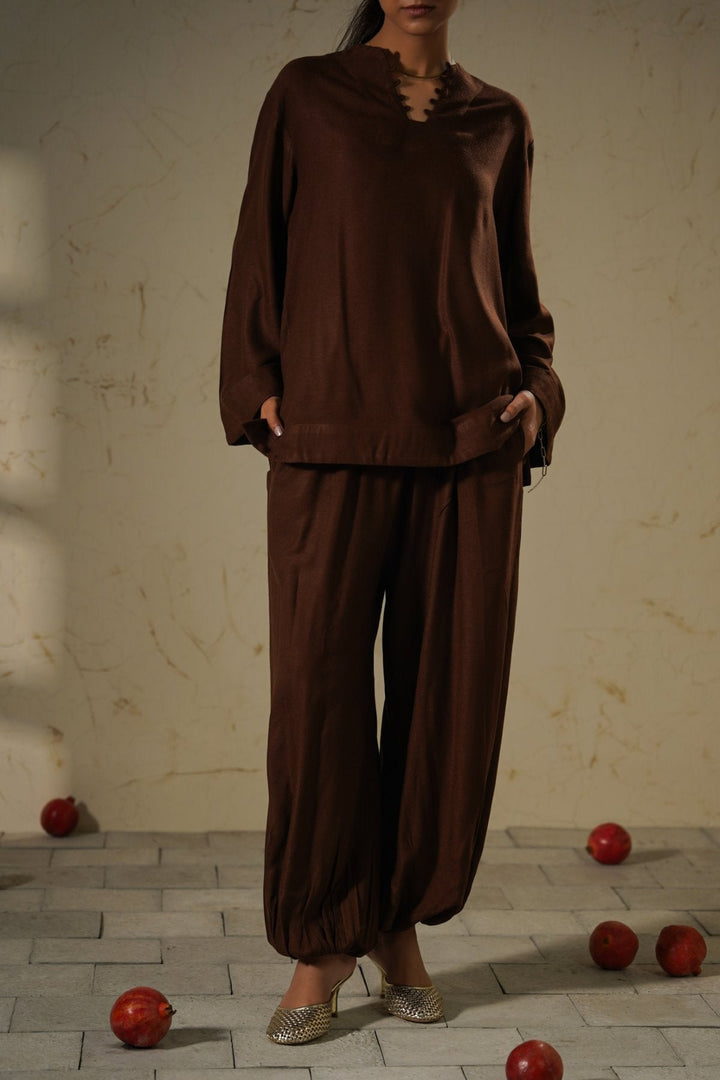 BROWN SLOUCHY HAREM PANTS