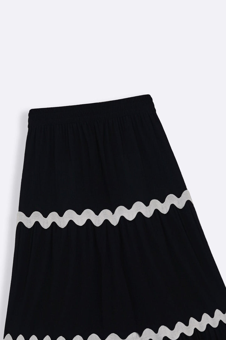BLACK RIC RAC MAXI SKIRT