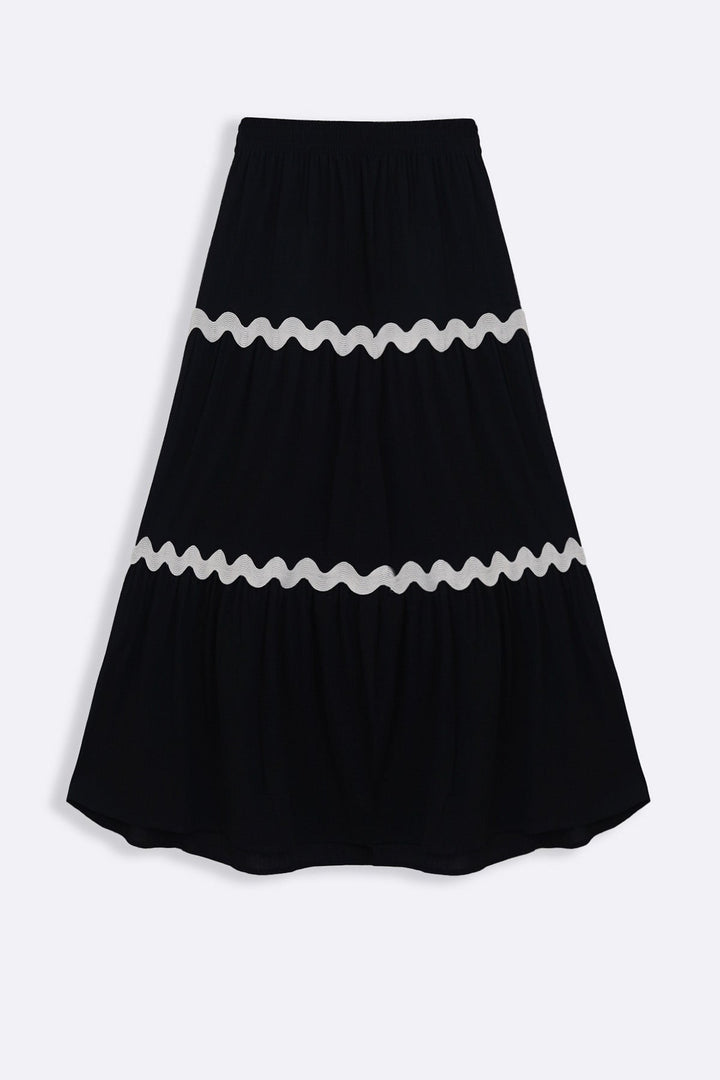 BLACK RIC RAC MAXI SKIRT