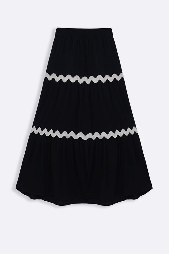 BLACK RIC RAC MAXI SKIRT
