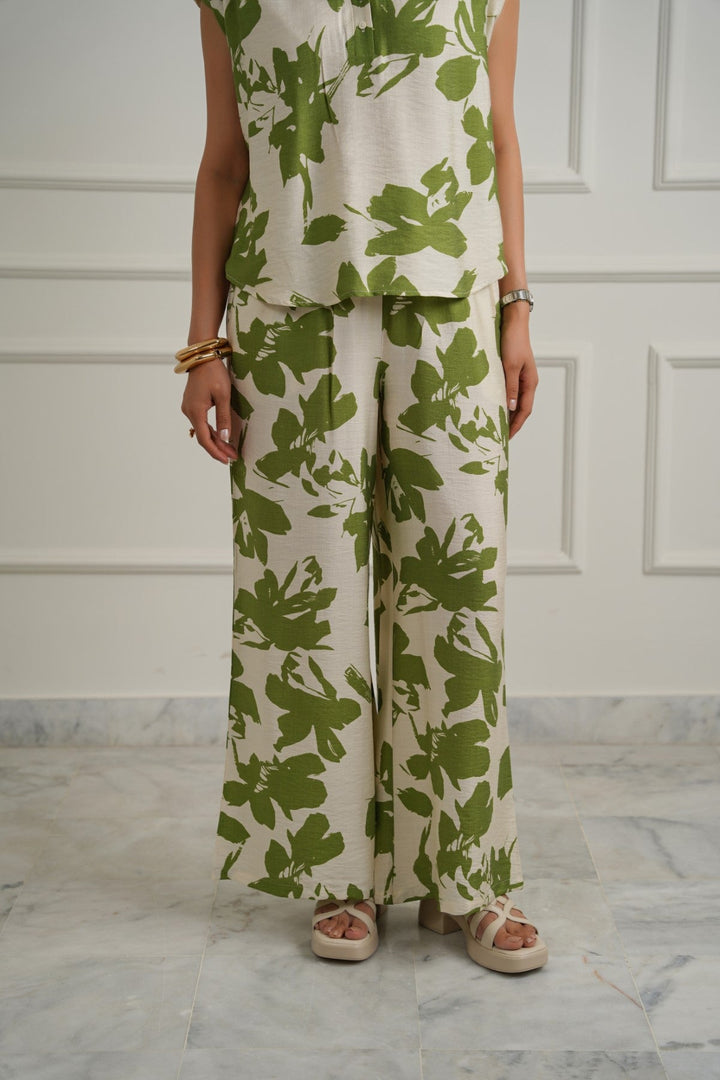 GREEN ABSTRACT RESORT PANTS