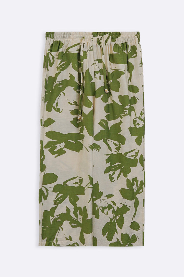 GREEN ABSTRACT RESORT PANTS
