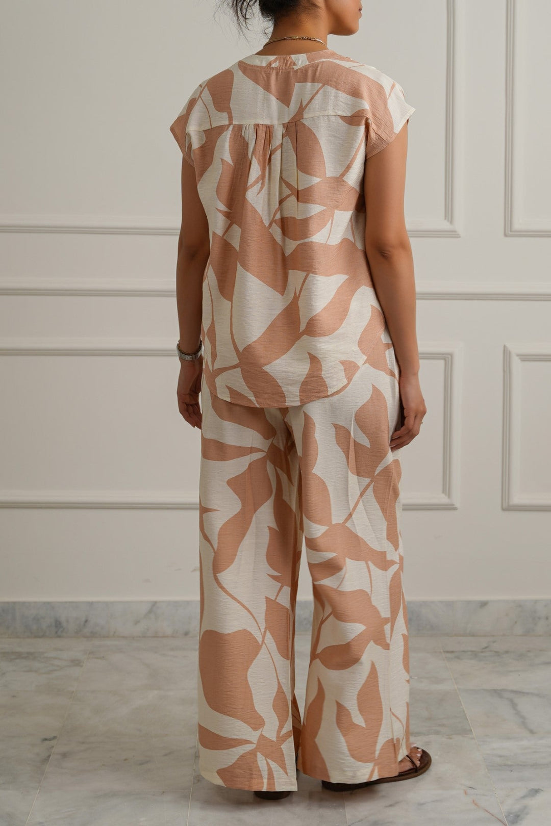 TEA PINK ABSTRACT RESORT PANTS