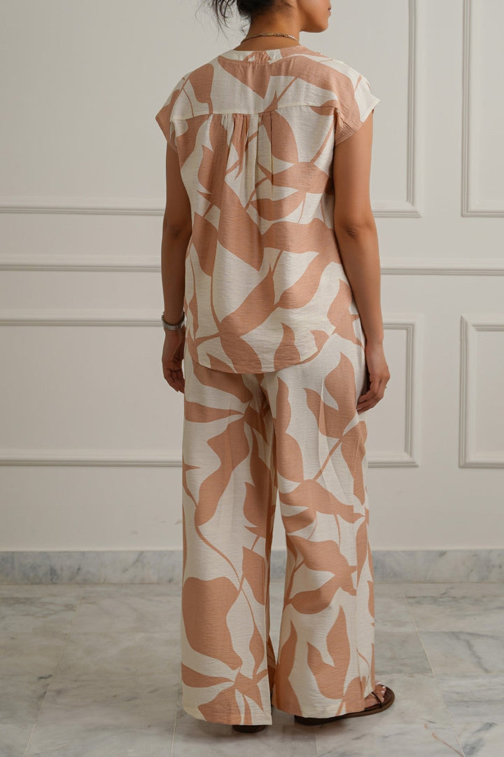 TEA PINK ABSTRACT RESORT PANTS