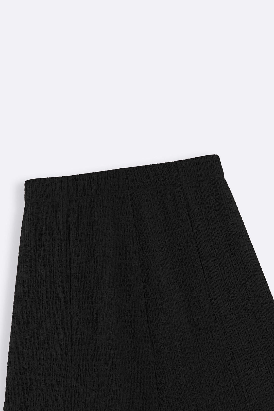 BLACK ASYMMETRIC CRINKLE SKIRT