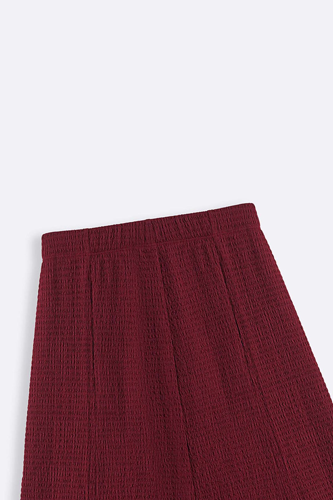 BURGUNDY ASYMMETRIC CRINKLE SKIRT