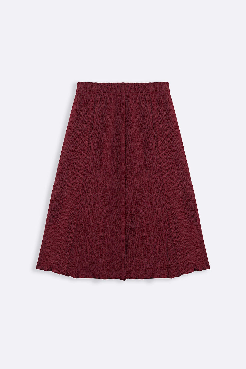 BURGUNDY ASYMMETRIC CRINKLE SKIRT