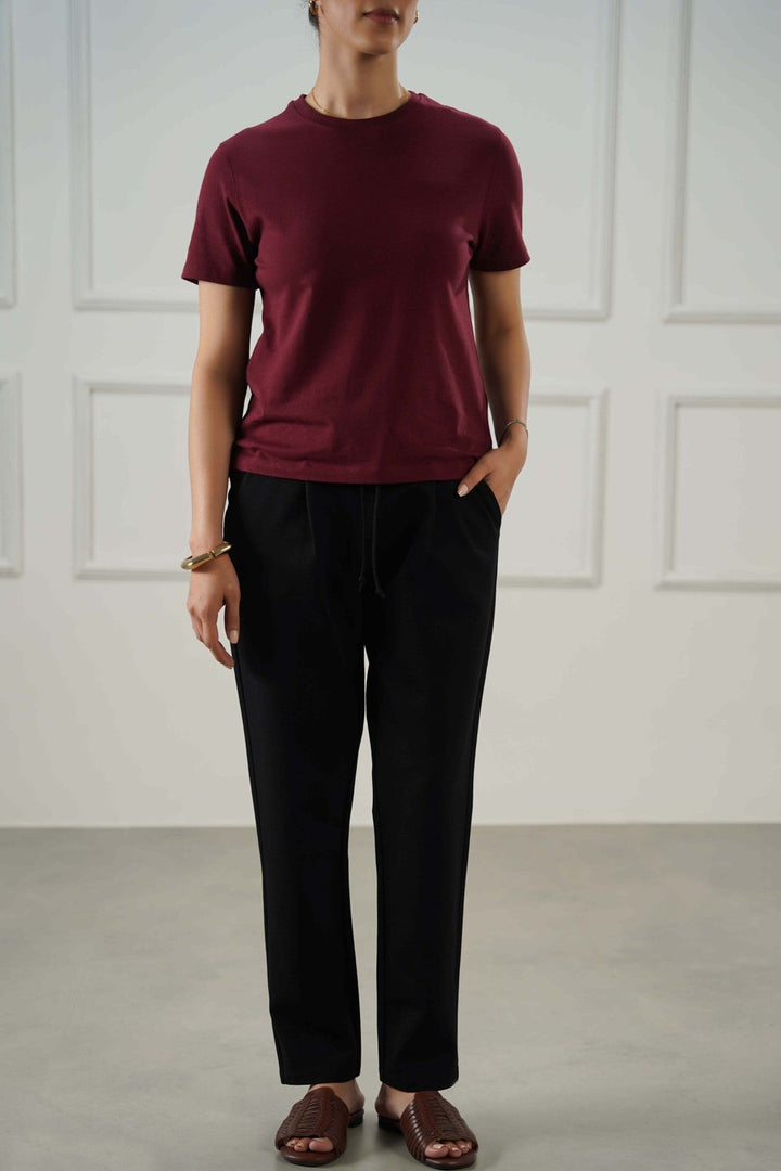 BLACK TAPERED PANTS WITH DRAWCORD