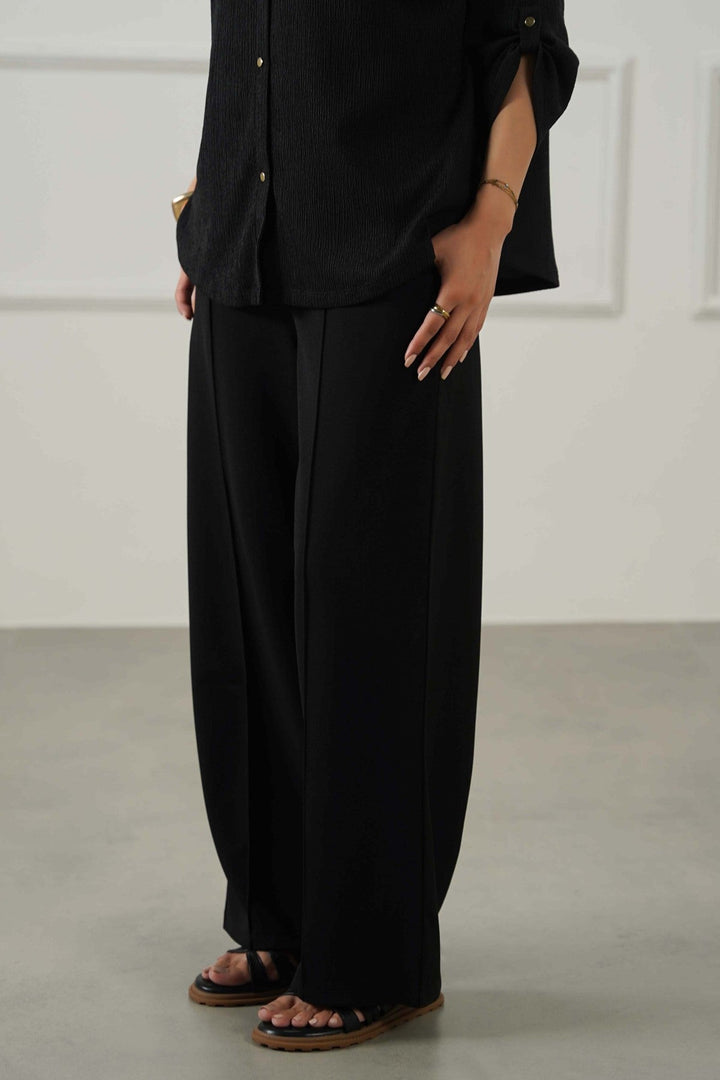 BLACK TAILORED WIDE PANTS