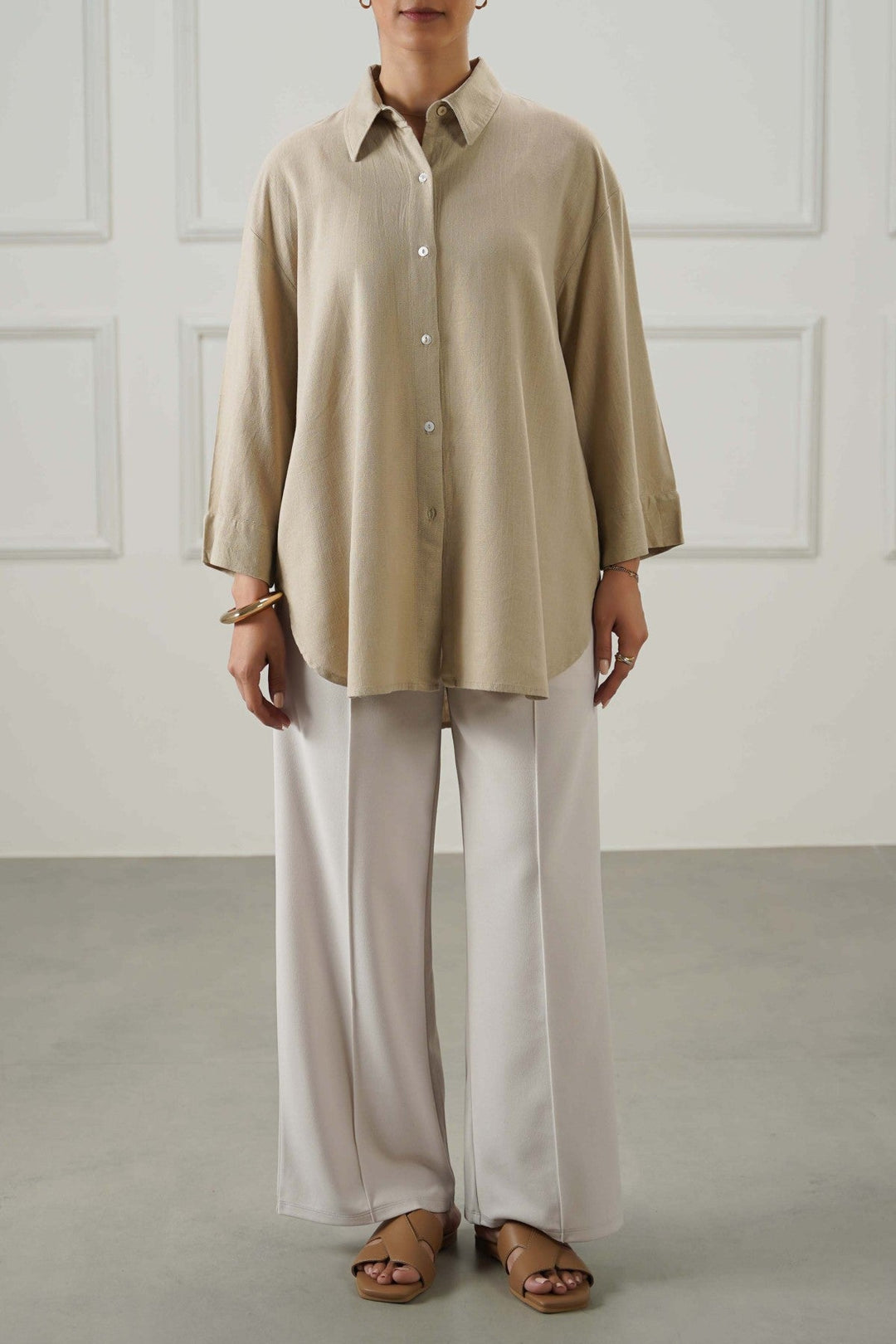 IVORY TAILORED WIDE PANTS