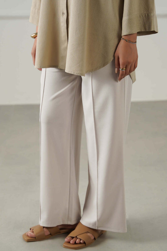 IVORY TAILORED WIDE PANTS