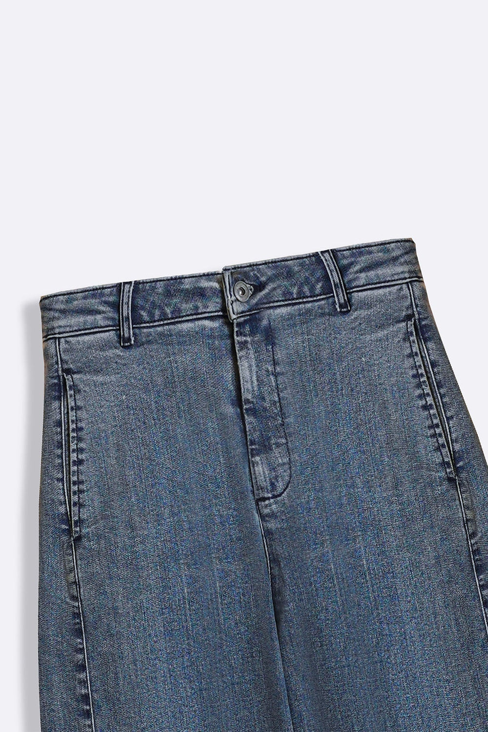 MID BLUE HIGH-RISE CROPPED JEANS