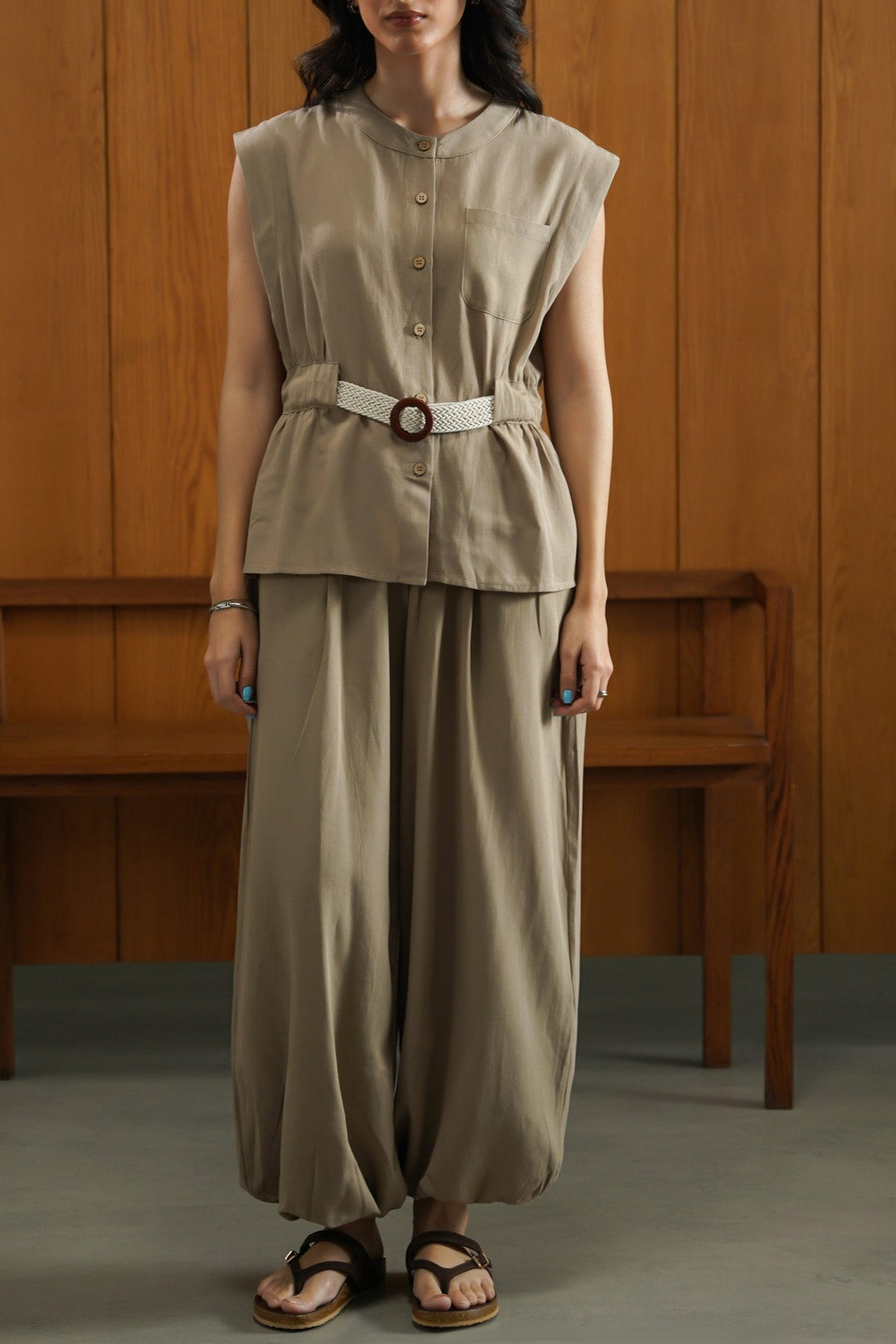 TAUPE SAFARI BALLOON PANTS