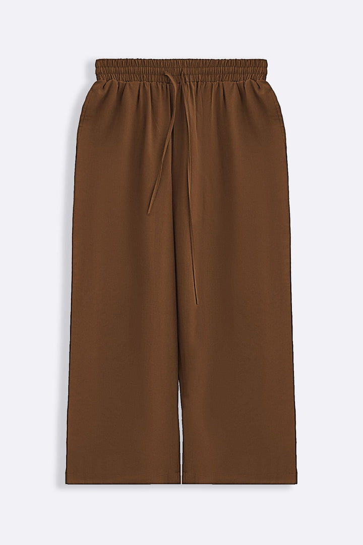BROWN CASUAL COTTON MIX CULOTTES