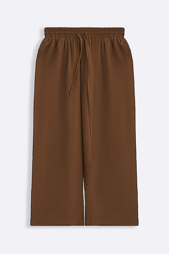 BROWN CASUAL COTTON MIX CULOTTES