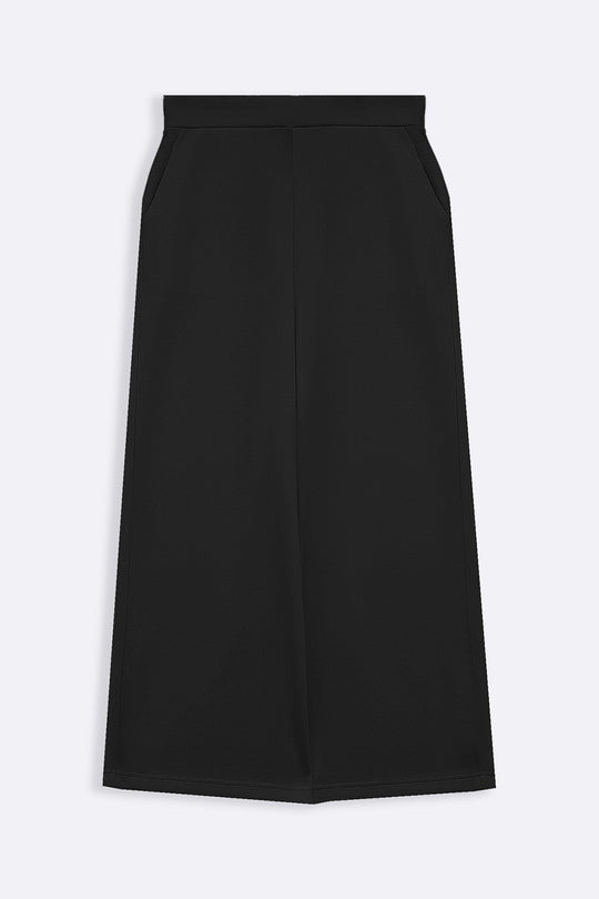 BLACK CROPPED WIDE-LEG PANTS
