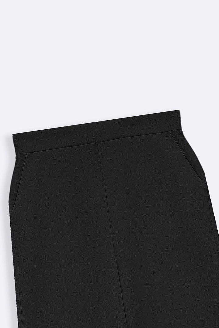 BLACK CROPPED WIDE-LEG PANTS