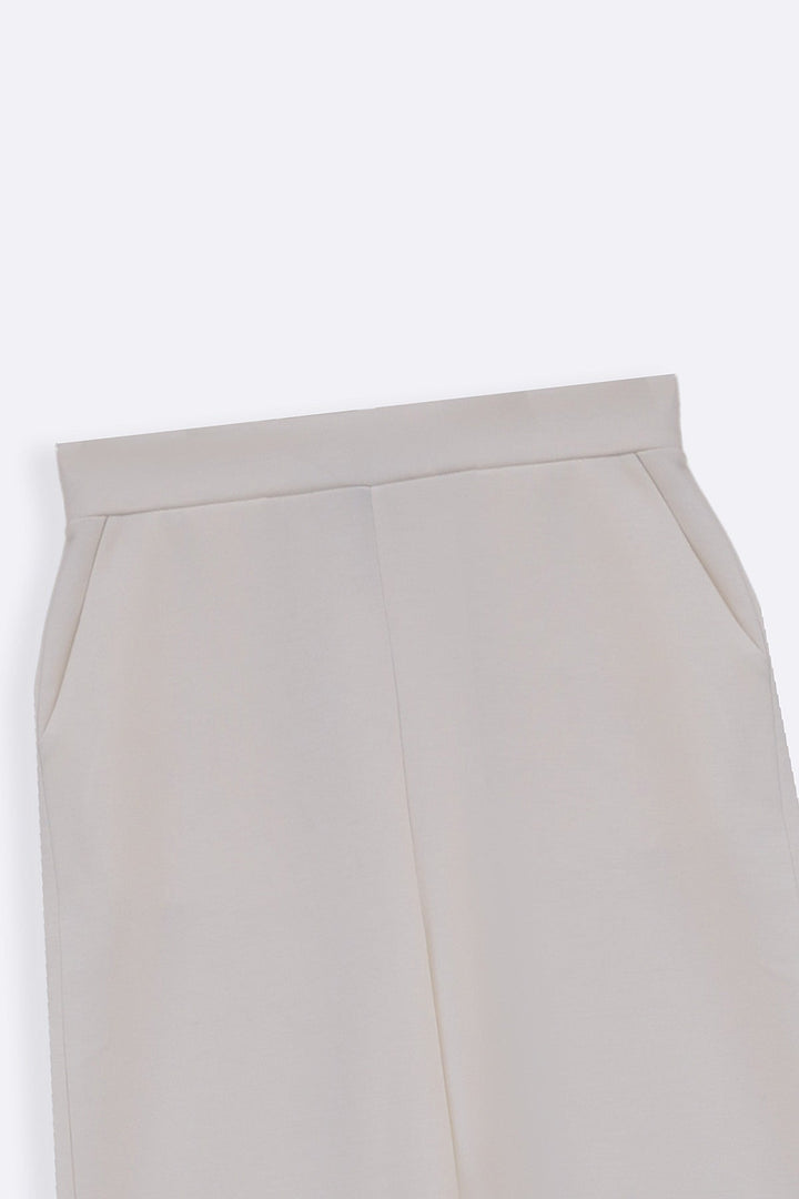 WHITE CROPPED WIDE-LEG PANTS