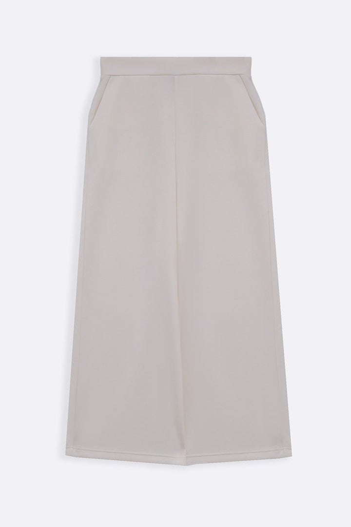WHITE CROPPED WIDE-LEG PANTS