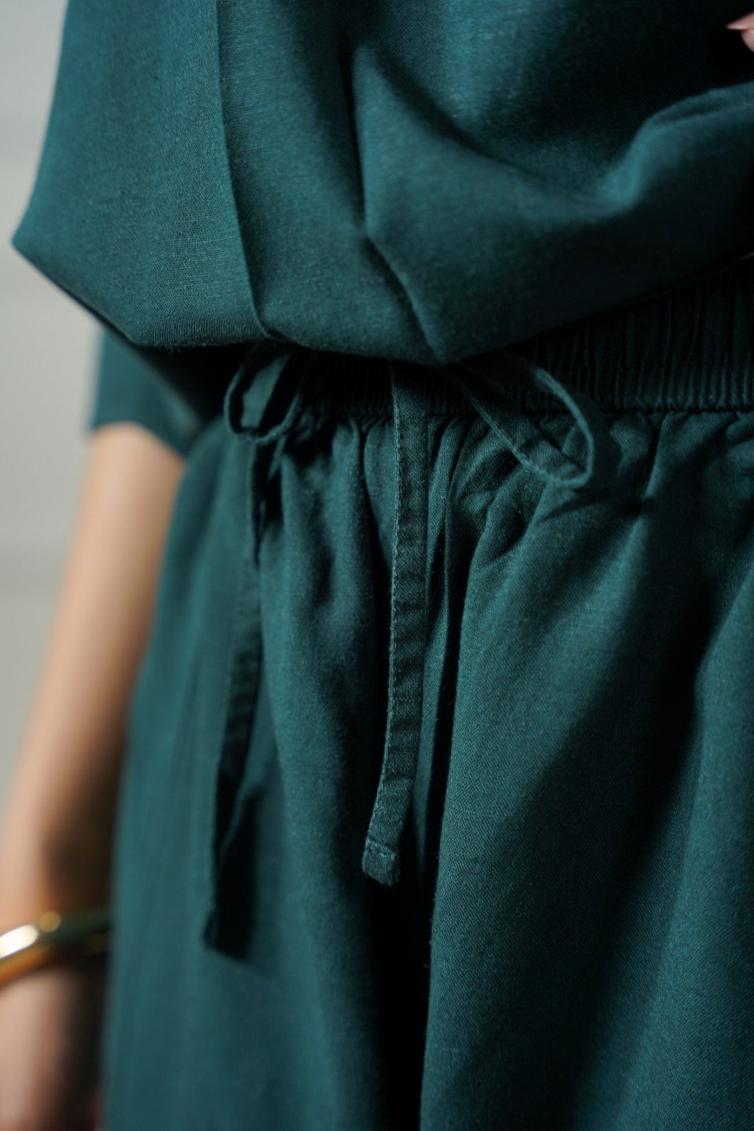 FOREST GREEN LINEN BLEND PANTS