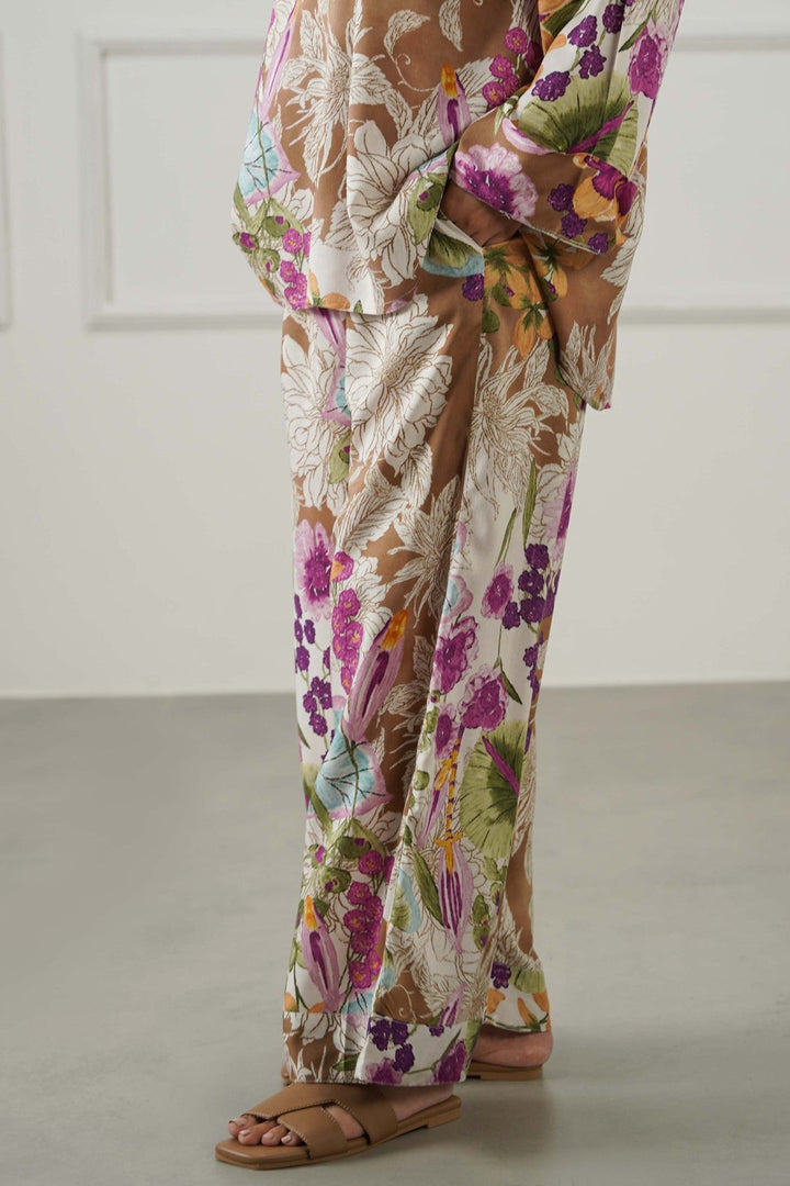 BEIGE GARDEN KALEIDOSCOPE PANTS