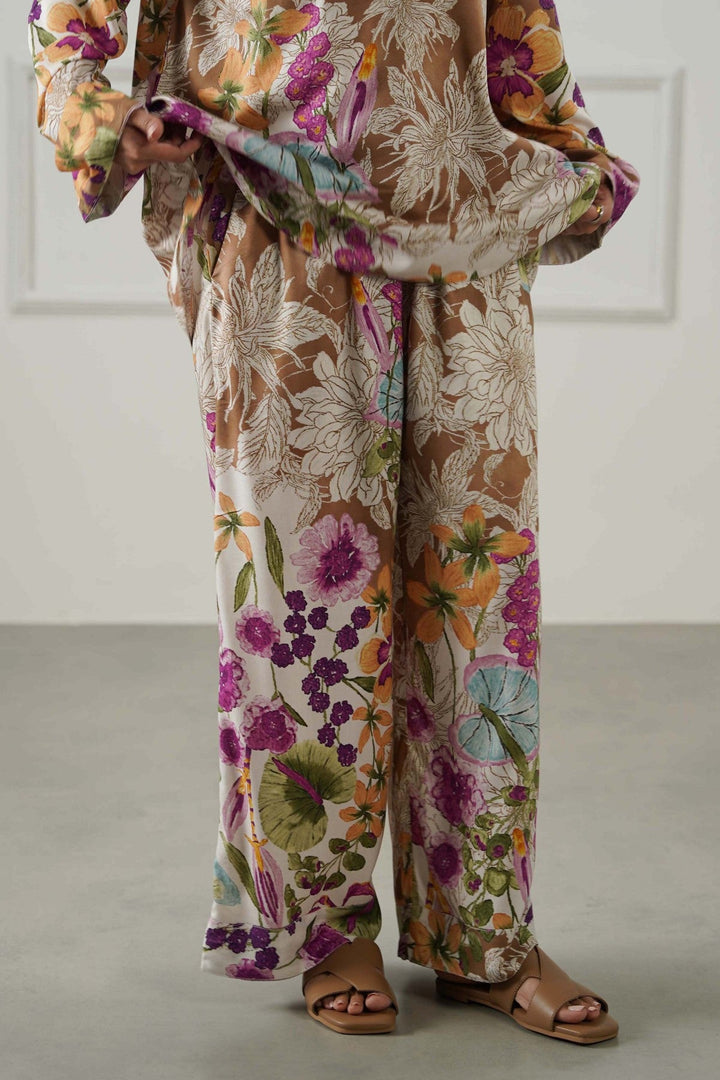 BEIGE GARDEN KALEIDOSCOPE PANTS