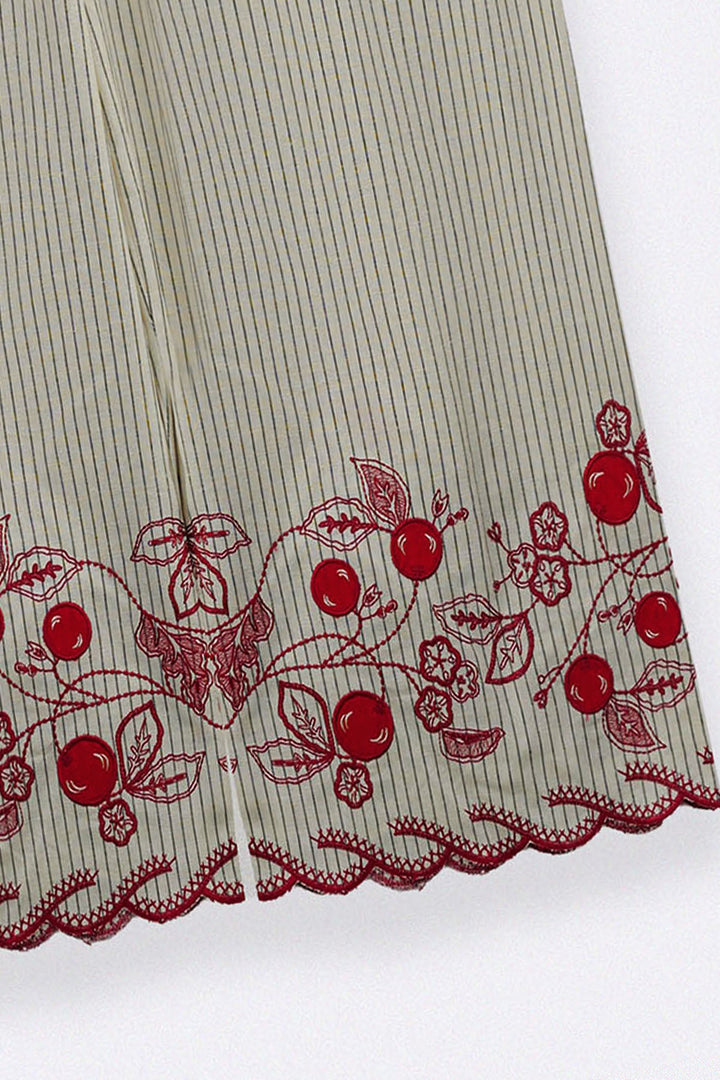 ECRU CHERRY STORY PINSTRIPE CULOTTES