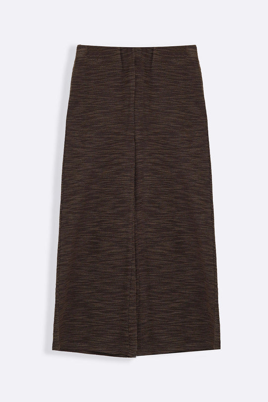 DARK BROWN STRAIGHT TEXTURED PANTS