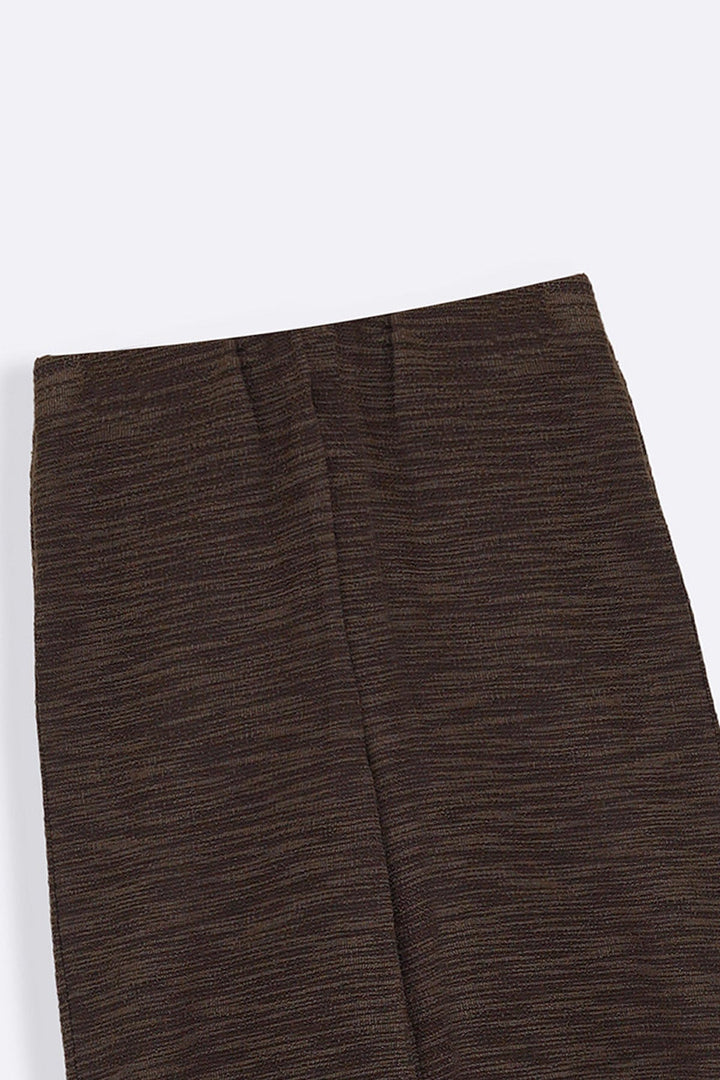 DARK BROWN STRAIGHT TEXTURED PANTS