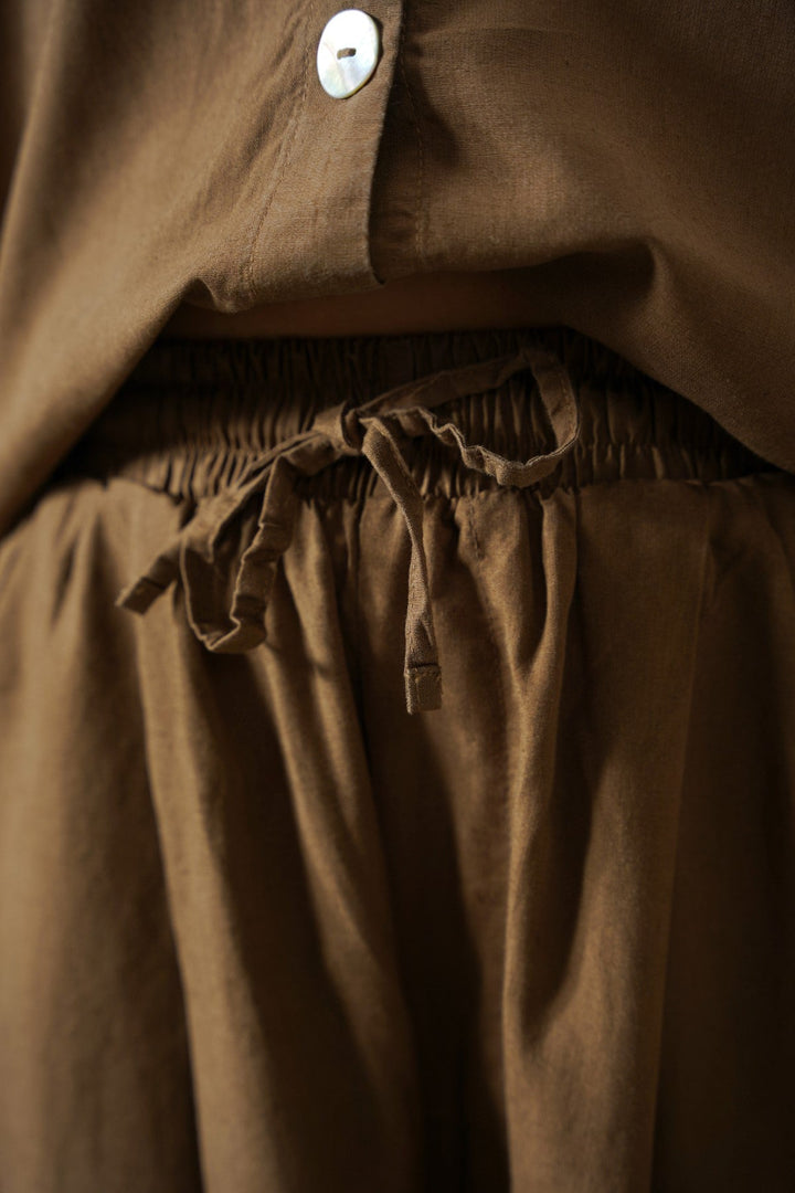 BROWN LYOCELL LINEN EASE PANTS