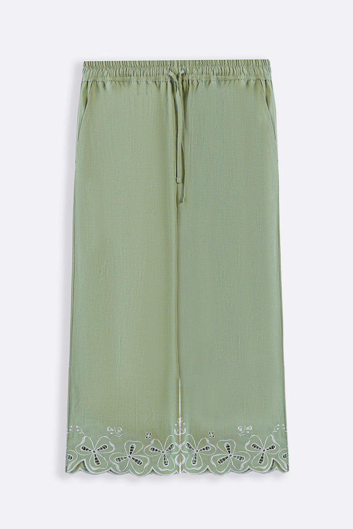 GREEN ALWAYS SPRING EMBROIDERY CULOTTES